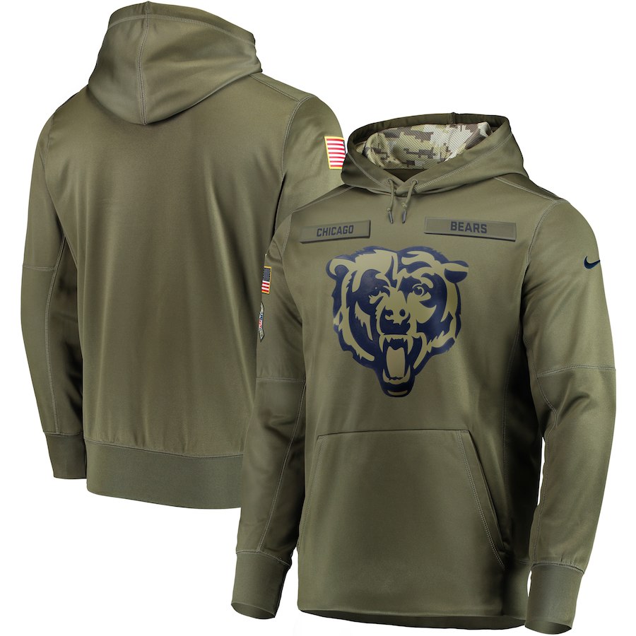 Men Chicago Bears Nike Olive Salute To Service KO Performance Hoodie Green->new york jets->NFL Jersey